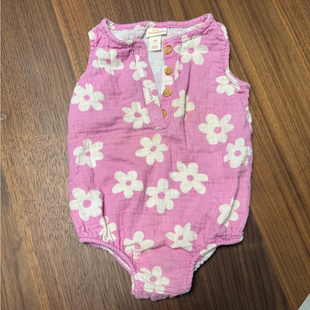 Purple Floral Baby Romper